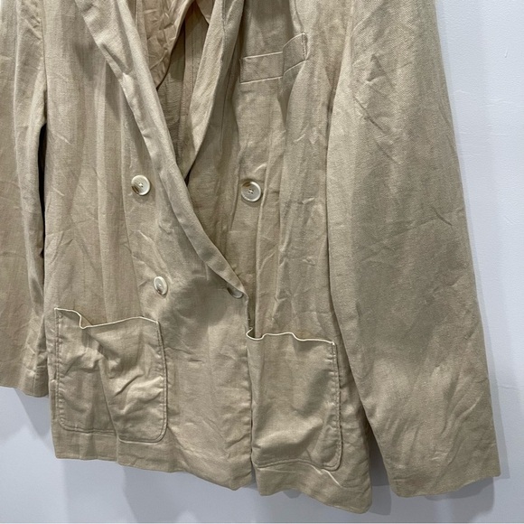 Levi’s Alexa Safari Blazer Jacker Oversized Fit Linen Cotton Cream Tan Medium - Picture 7 of 11